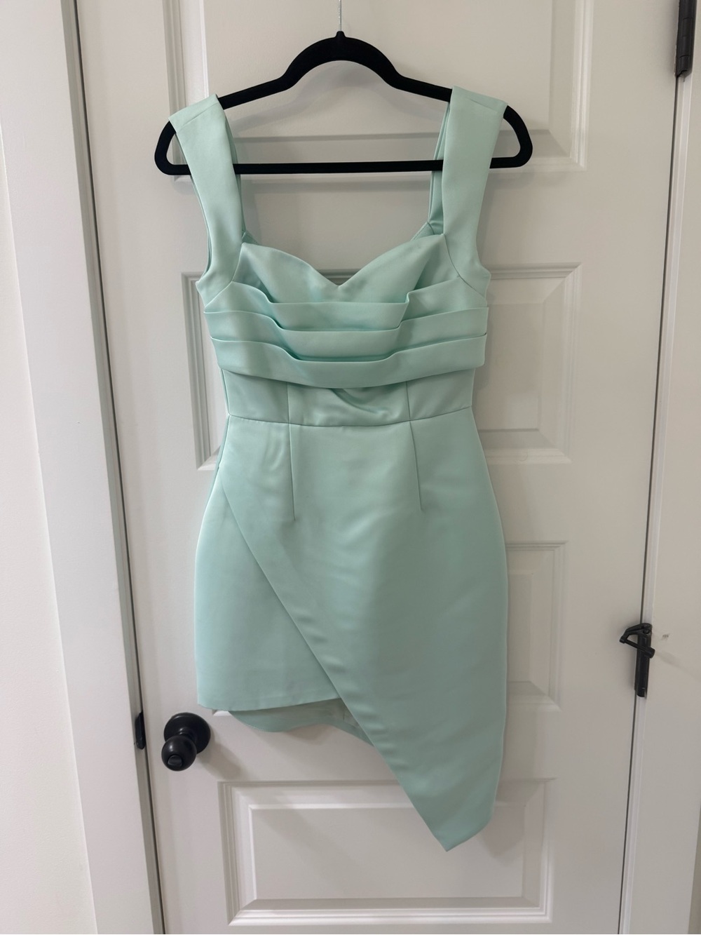 Elliatt Mint Green Pleated Bodice Asymmetric Mini Dress